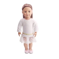 doll clothes simple long sleeved white dress toy accessories 18 inch girl doll and 43 cm baby doll c229