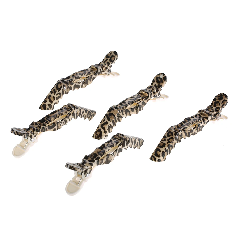 5 шт./компл. крокодил Укладка волос Зажимы салонные пластиковые леопардовые зажимы для волос Зажимы для захвата КРОК парикмахерские зажимы инструмент для укладки DIY