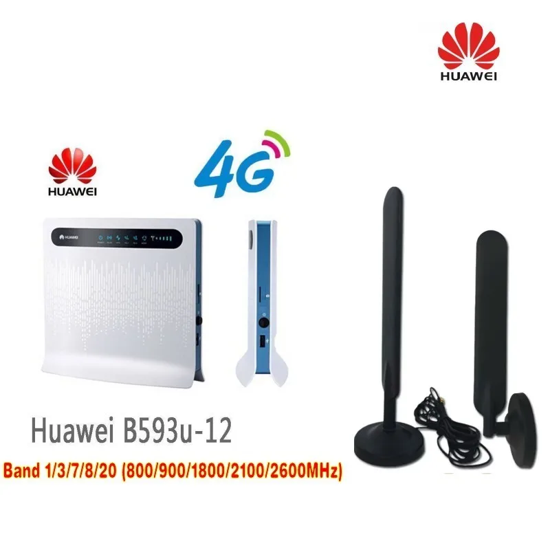 Huawei B593u 12 4G LTE беспроводной роутер CPE шлюз 100 Мбит/с WiFi точка доступа sim карта + 2 шт.