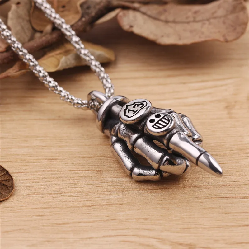 Массивное ожерелье в стиле панк со скелетом и когтями модное с улыбающимся лицом