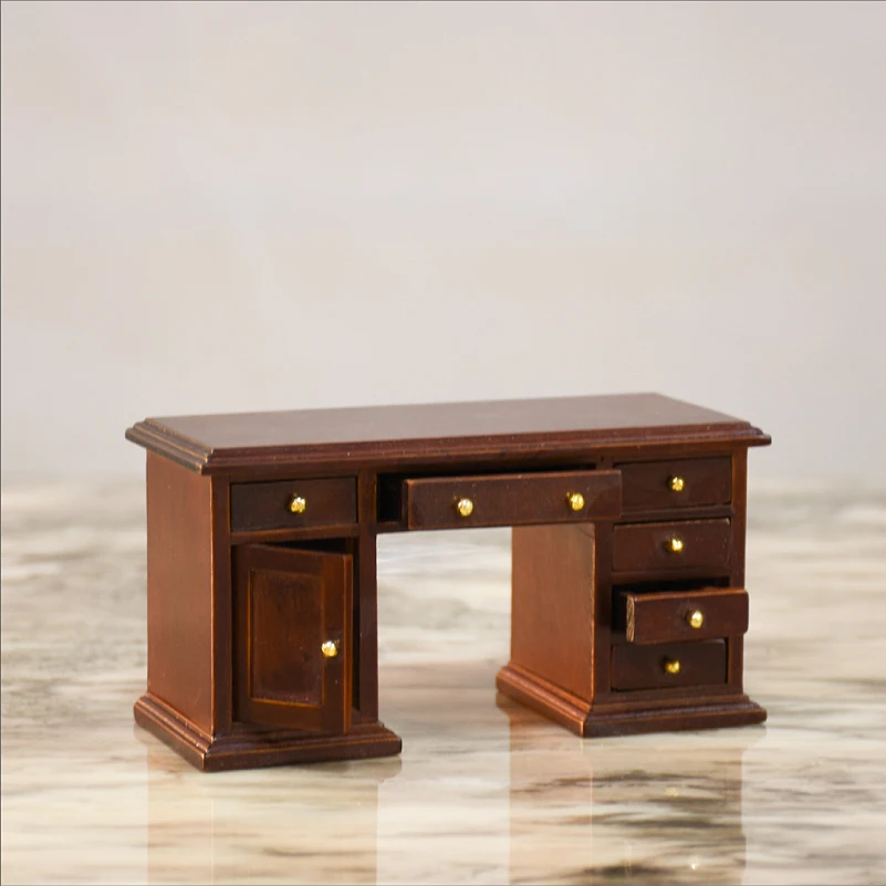 G05-X5097 children baby gift Toy 1:12 Dollhouse mini Furniture Miniature brown color Computer desk 1pcs | Игрушки и хобби
