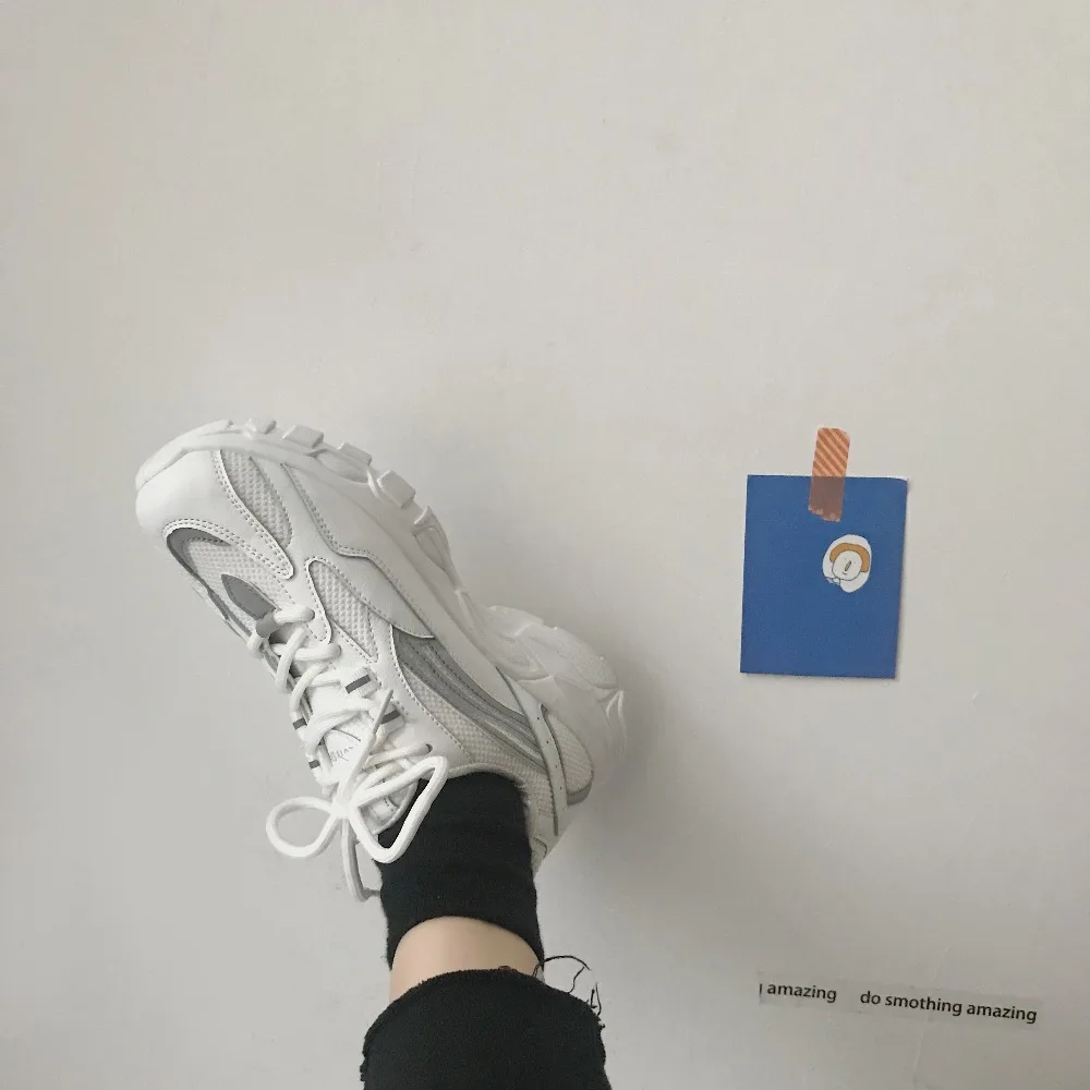 Женские кроссовки в гонконгском стиле маленькие белые Корейском Харадзюку для