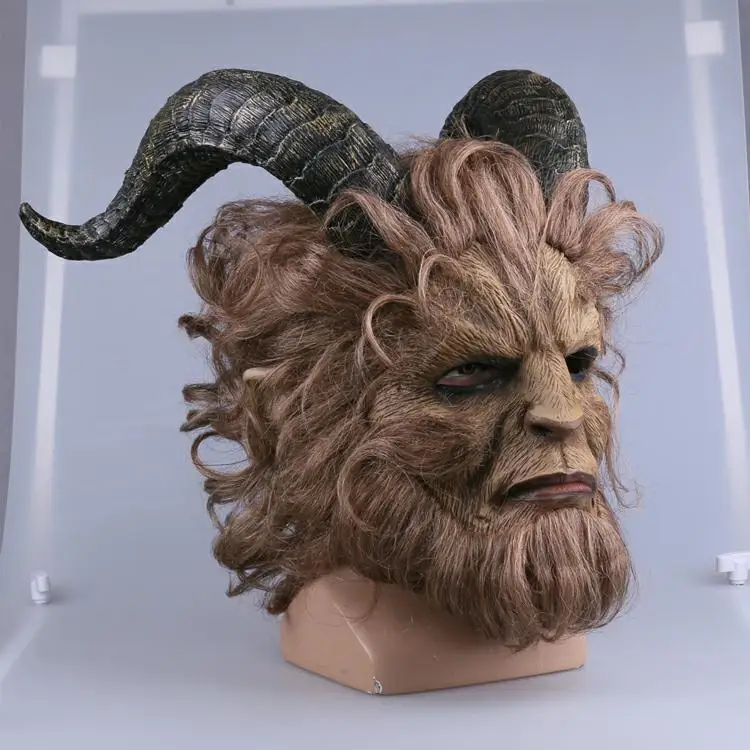 Косплэй маска фильм Красота и с рисунком из мультфильма «Красавица и Чудовище» Адам принц страшная Маска латекс Лев шлем страшные маски для вечеринки в честь празднования Хеллоуина маска