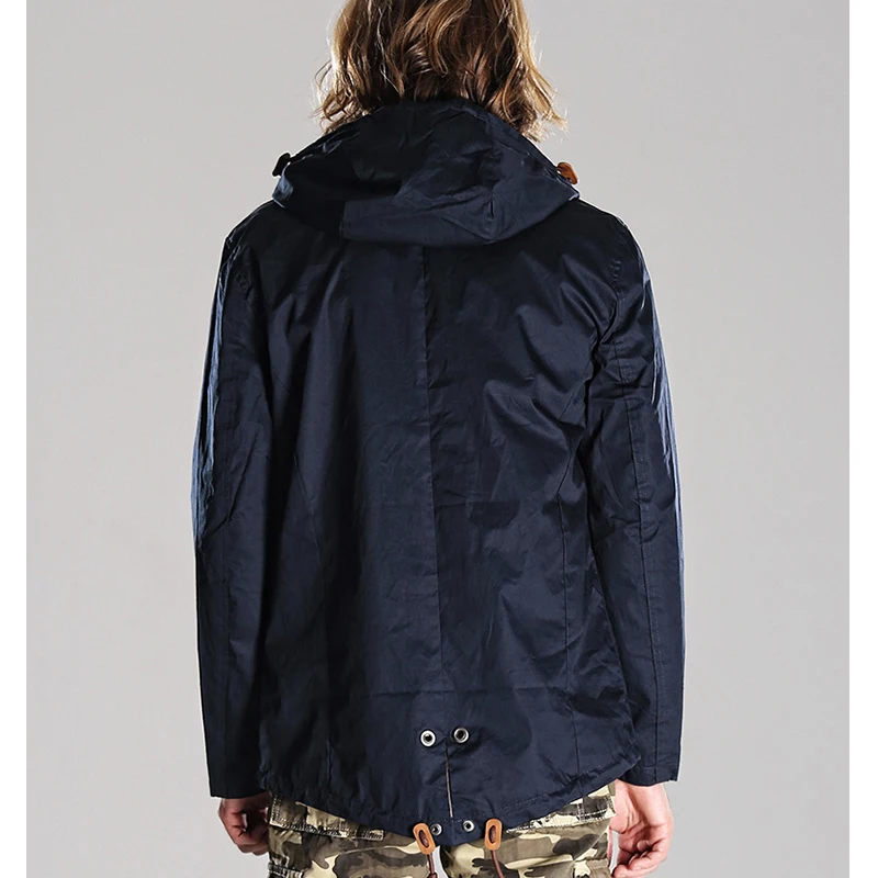 Мужская хлопковая куртка осенняя темно синяя с карманами на кнопках милитари Hombre