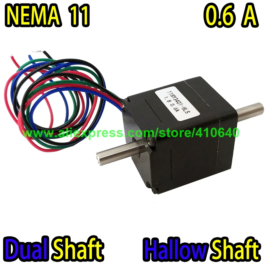 

DUAL SHAFT AND HOLLOW SHAFT Nema11 Stepper Motor 11HY3401-HLS 0.6 A 5.5 N.cm Torque Apply for Mounter or Dispenser or Printer