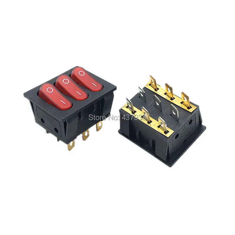 1 шт. кулисный переключатель 9pin три способа KCD3 34*40 мм Большой кулисный переключатель ВКЛ-ВЫКЛ с красным светом 15A/250 В 20A/125VAC выключатель питания