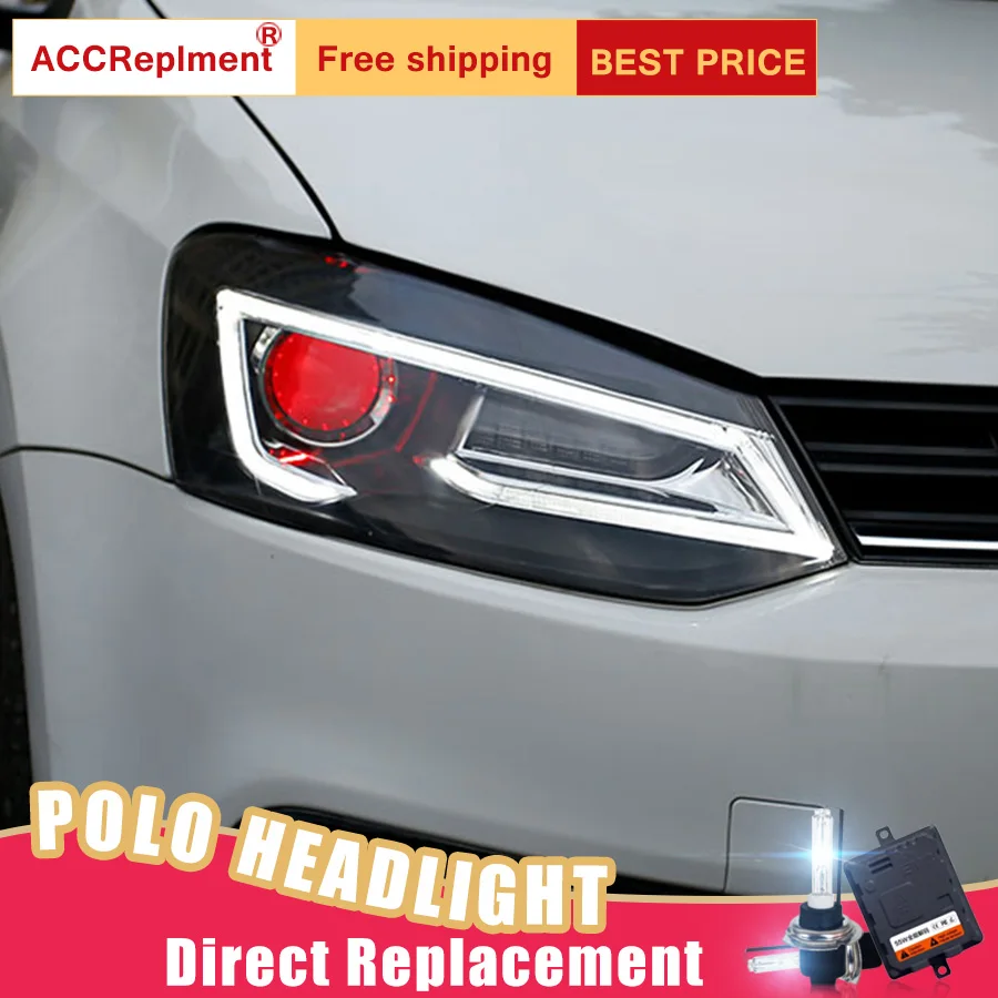 2 шт. светодиодный ные фары для VW Polo 2011 2016 Автомобильные ангельские глазки