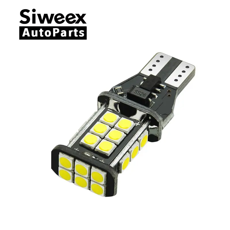 T15 светодиодный светильник W16W автомобильный резервный светильник CANBUS Error Free 24SMD 3030 белый светодиодный светильник хвостовые лампы белый 12V автомобильный светильник источник