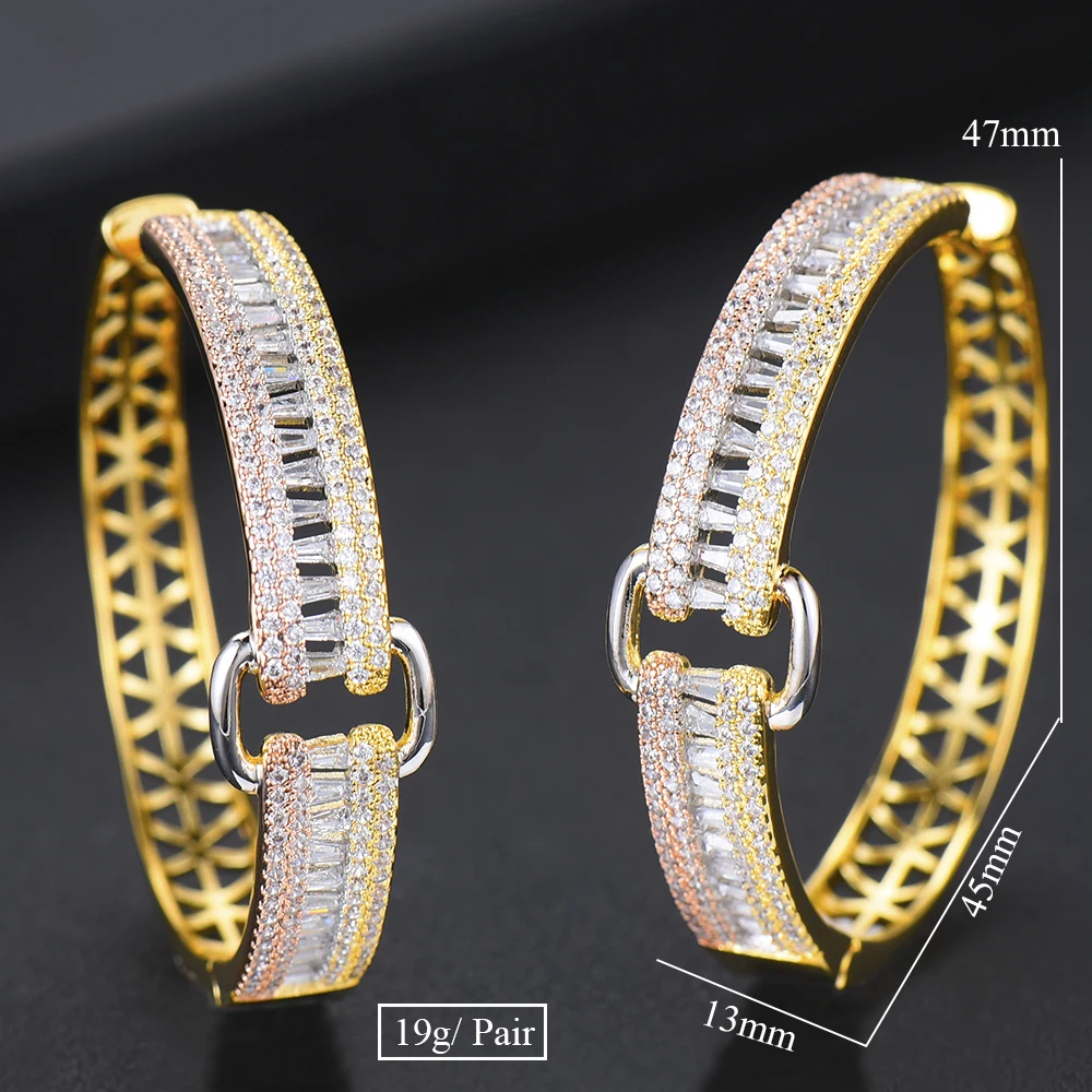 

SisCathy 2019 New Design Luxury Hoop CZ Women Earrings Fashion Jewelry Round Circle Statement Earrings Gift For Wife Girlfriend