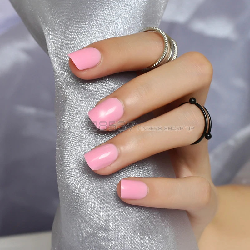 Яркие однотонные накладные ногти 24 шт. милая пудра конфеты короткая круглая