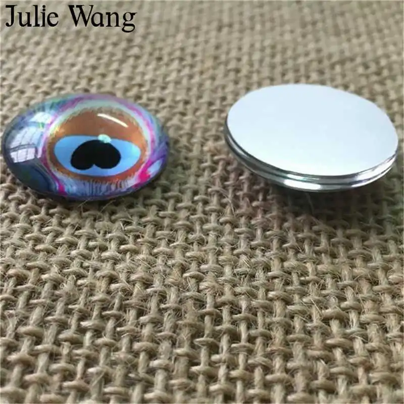 Julie Wang 50PCS 8-15mm Peacock Feather Mixed Cabochons Glass Flatback Necklace Bracelet Jewelry Making Accessory | Украшения и