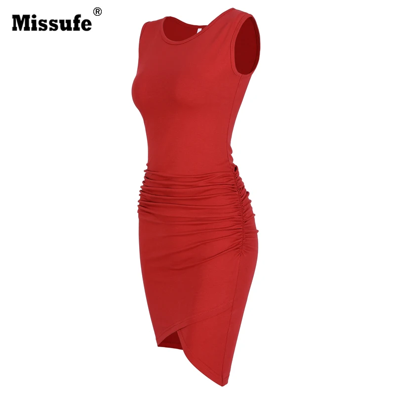 Missufe красное Бандажное летнее платье для женщин Vestidos Robe Femme без рукавов Футболка