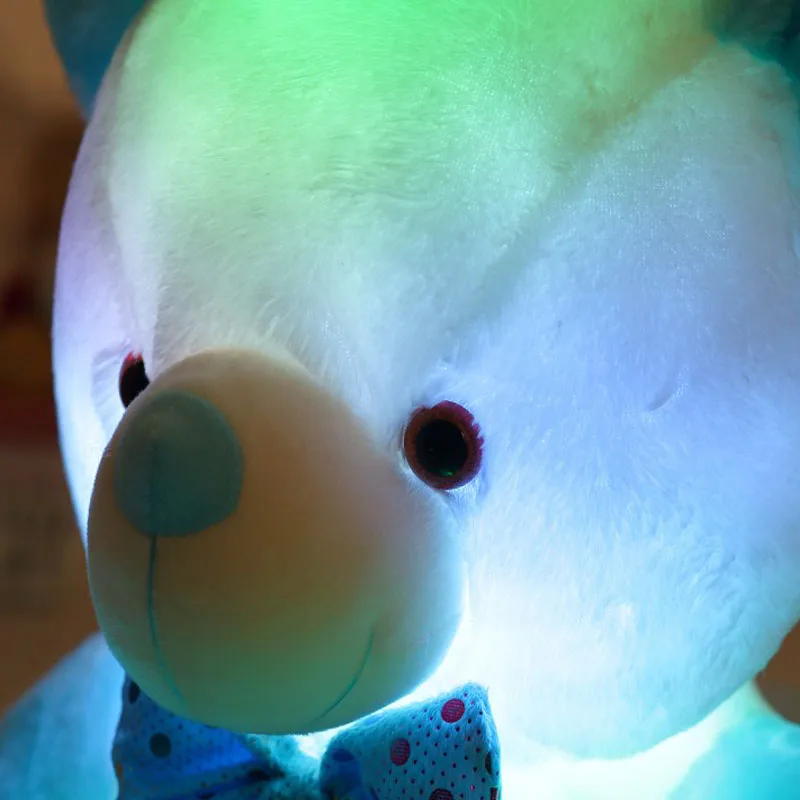 

Creative 2 Colors Stuffed Animal LED Flash Plush Light - Up toys Glowing Teddy Bear With Bowknot Christmas Gift for Kids