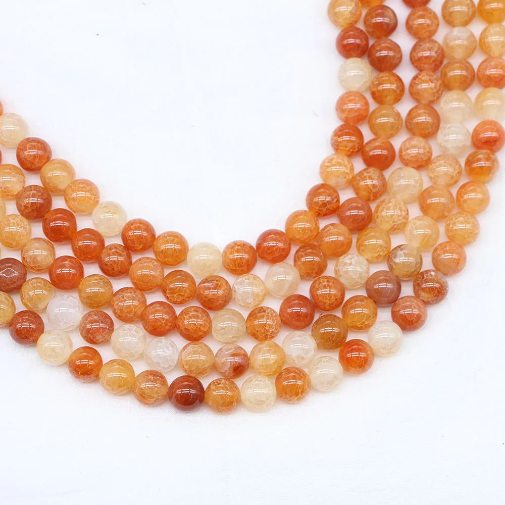 

1Strand/Lot 6-10mm Natural Red Crackle Agates Stone Bead Round Smooth Loose Spacer Beads Necklac for DIY Jewelry Making Findings