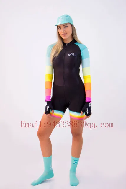 skinsuit women 06 Kafitt, триатлонный комбинезон с длинным рукавом, женская одежда,, профессиональная команда, Велоспорт, облегающий костюм, велосипедные боди, на заказ, uniforme ciclismo - Цвет: skinsuit women 06