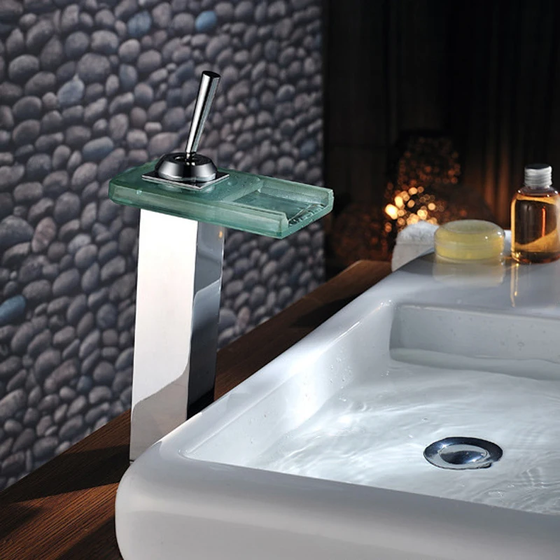 Бакала классический для Ванной Кран хромированный цвет Led водопад раковина