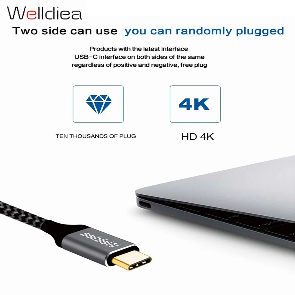 Welldiea USB C к HDMI Кабель-адаптер 4 k (Thunderbolt hdmi adapte) для huawei mate10 P20 Pro MacBook pro 2017 sumsang S9 + |