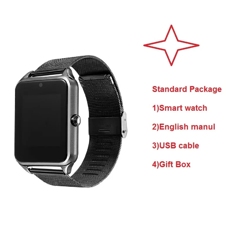 Black Лидер продаж Bluetooth Смарт часы Z60 для мужчин и женщин Bluetooth 2G Smartwatch Поддержка наручные часы с SIM для IOS Android 16 ГБ TF Bluetooth - Цвет: Black