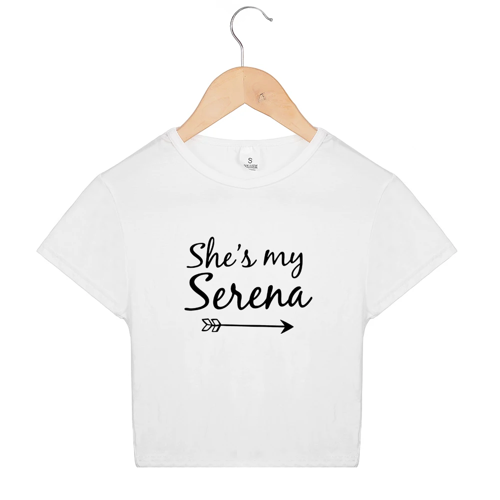 White-black 1 She's My Serena, She's My Blair Bff футболка Милая каваи Харадзюку женский топ обрезанная Студенческая хлопковая Футболка женская белая черная - Цвет: White-black 1