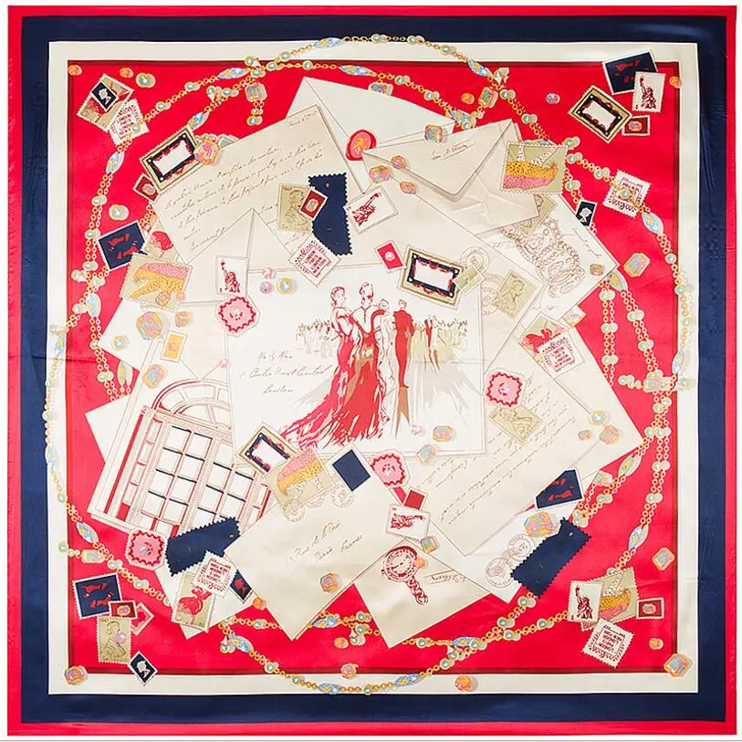 Шарф из искусственного шелка в европейском стиле 90x90 см женский платок для