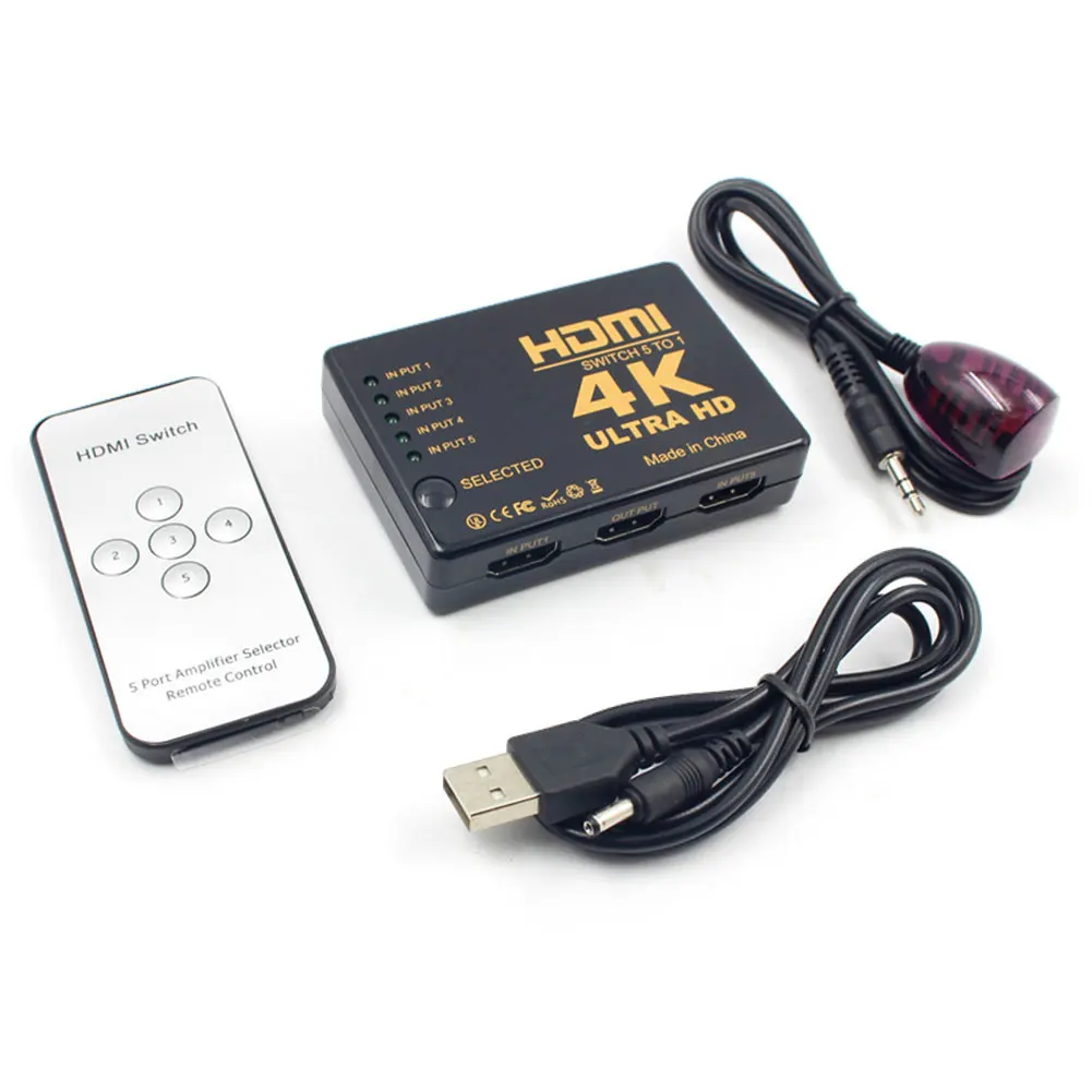 4K * 2K HDMI коммутатор Slector Splitter Hub 5 в 1 Out с пультом дистанционного управления для HDTV
