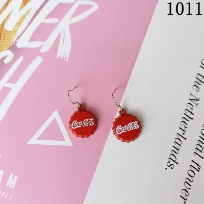 Red cover Милые серьги-капли с имитацией еды, милые серьги с гамбургером, фруктом, яйцом, винным стеклом, печеньем, висячие серьги, модные ювелирные изделия для женщин - Окраска металла: Red cover