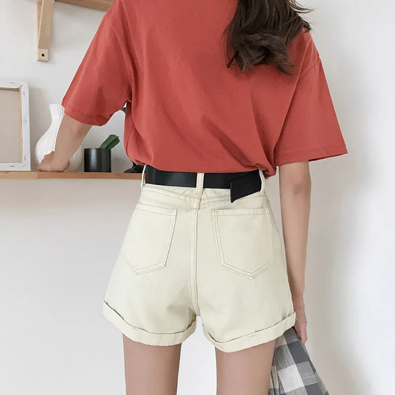 Женские джинсовые шорты повседневные спортивные с высокой талией и широкими