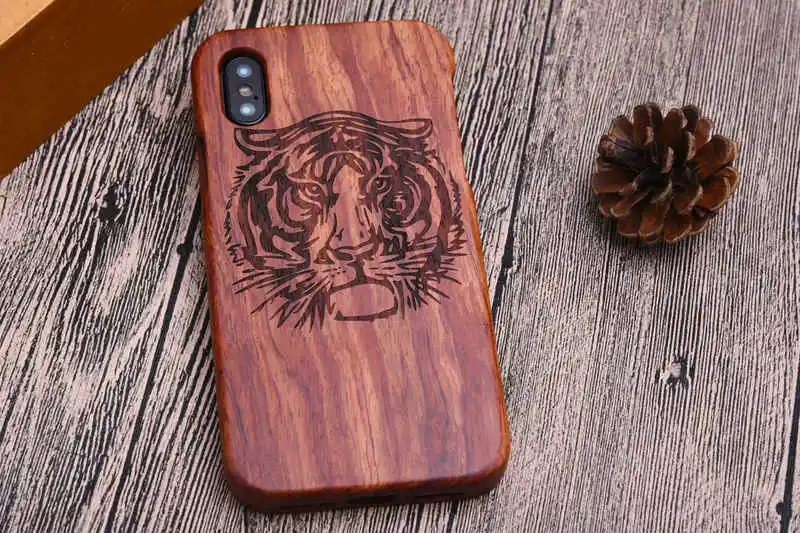 Tiger Head LYBALL чехол для телефона из натурального дерева для iPhone XS деревянный чехол ручной работы из натурального бамбука для Apple iPhone X XR XS MAX - Цвет: Tiger Head