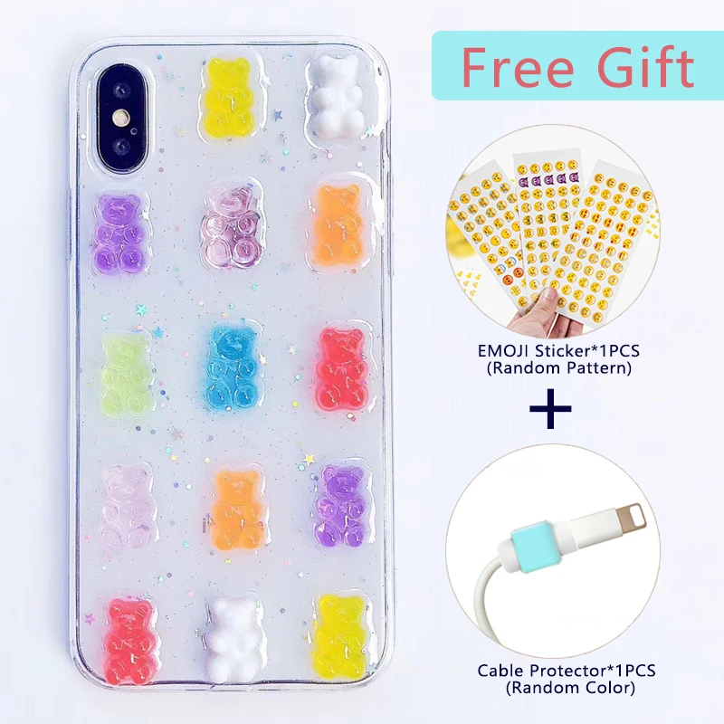 Для iPhone X чехол 3D Gummy Bear карамельный цвет мягкий s для 6 6S 7 8 Plus XS Max XR Xs Блестящий ТПУ