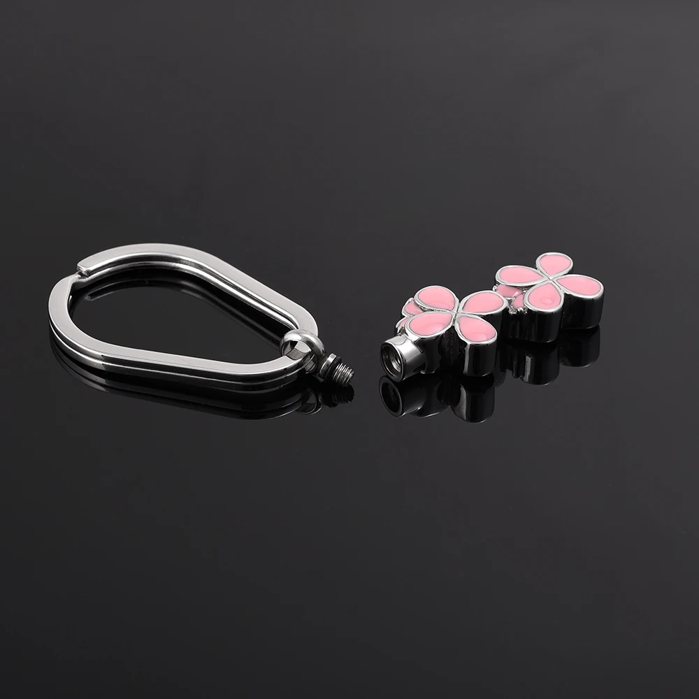 

cmj2051 Fashion Jewelry Stainless Steel Metal Cute Romantic Pink Flower Ash Holder Key Ring Key Chain Charms Women