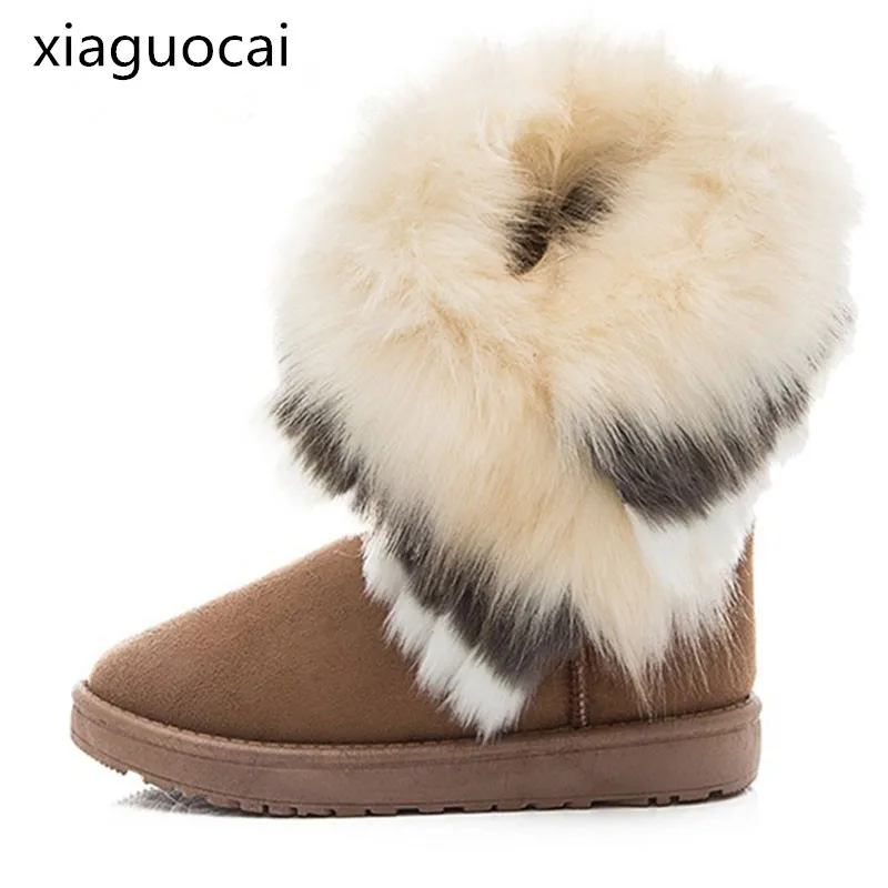 Женские зимние ботинки из искусственного меха с круглым носком|women snow boots|snow