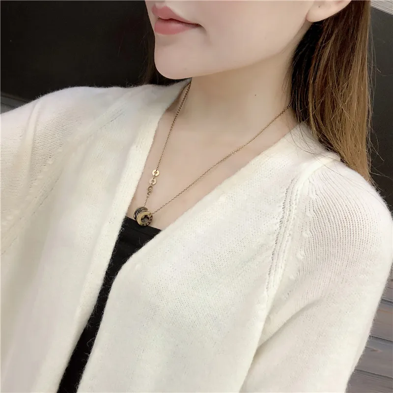 2019 Women Solid Sweater V Neck Knitted Female Cardigans Slim Casual Khaki |