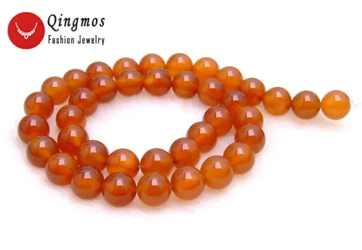 Qingmos 6mm Round Red Natural Agates Beads for Jewelry Making loose Strand 15&quot Beadwork-los219 | Украшения и аксессуары