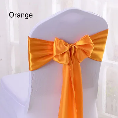 Orange 100 шт. атласные ленты для стульев, свадебные атласные ленты для галстука-бабочки, вечерние ленты для свадьбы, отеля, банкета, украшения стульев - Цвет: Orange