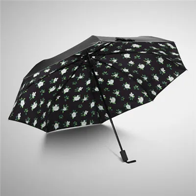Зонт от солнца с милым цветочным принтом ветрозащитные женские зонтики черным