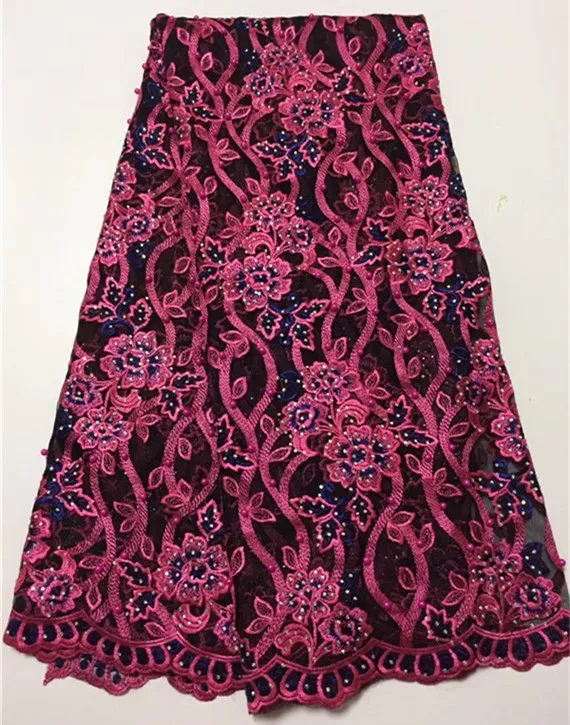 Hot sales pink beads African French Lace Fabric High Quality With Stones Nigerian Embroidery Tulle ff1-2 | Дом и сад