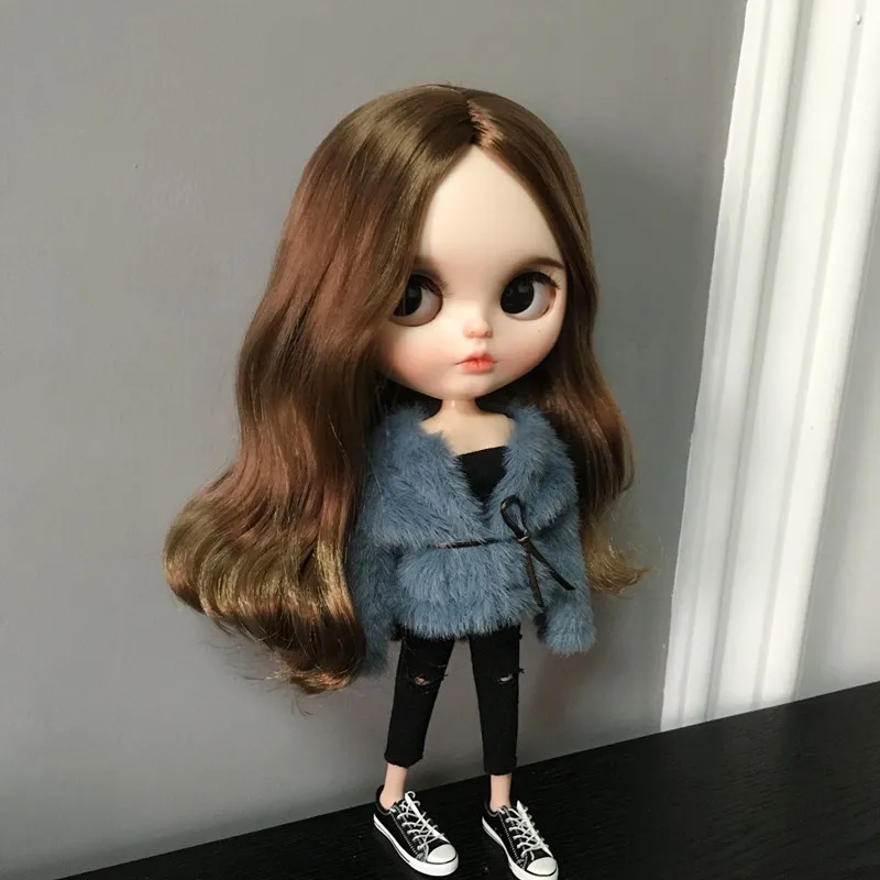 1 шт. модная шуба ручной работы синяя короткая для blyth ob24 azone s barbis 1/6 аксессуары