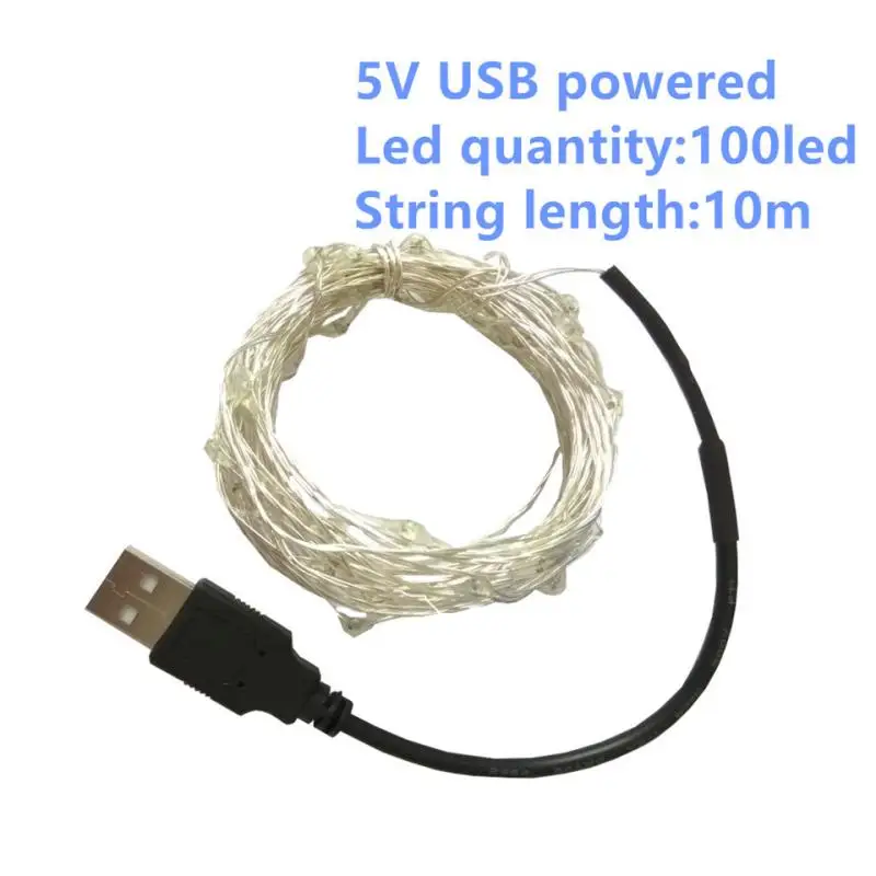 USB 10M Кухонный светодиодный светильник медный провод струнный светильник s батарея/USB питание Сказочный светильник s Girlanda Праздник Рождество свадебное украшение - Цвет: USB 10M