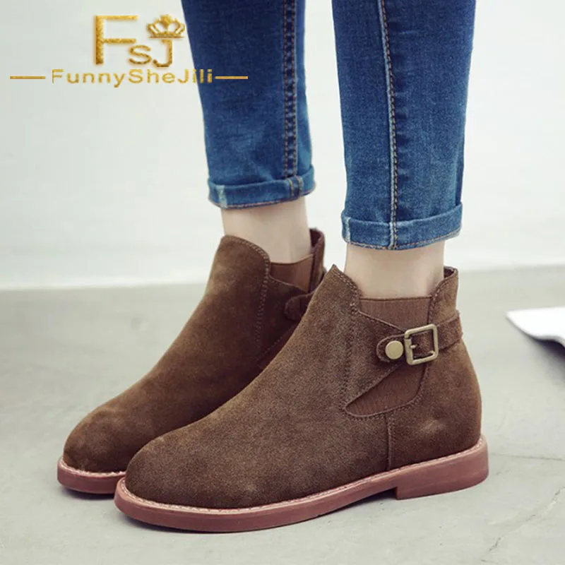 

FSJ Sexy Tan Vintage Shoes Ankle Boots Comfortable Flats School Shoes Buckle Strap Women Shoes Fashion Attractive Incomparable