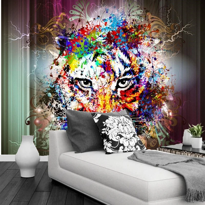Пользовательские детские обои художественный тигр Мультяшные фрески для