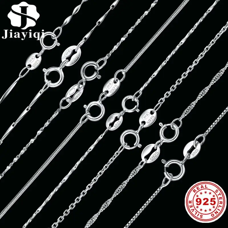 Jiayiqi 8 видов 925 серебряных цепей женское ожерелье из змейка сингапурский витой