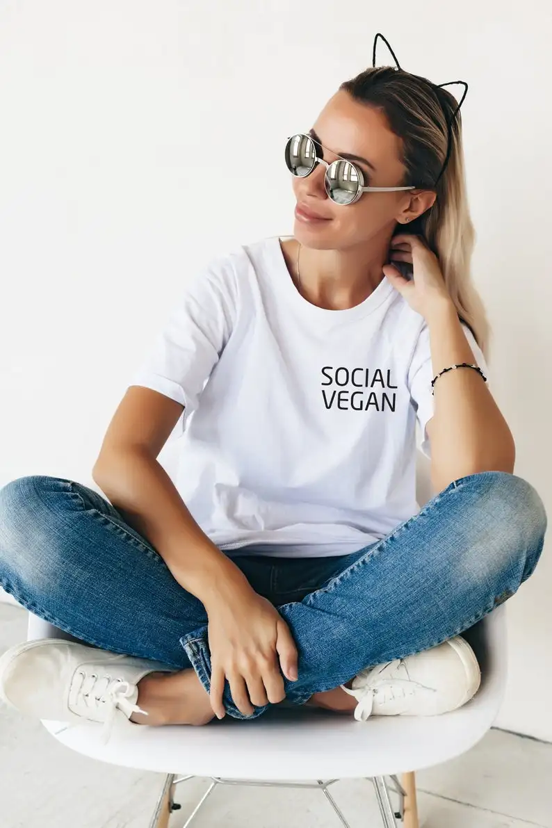 

Sugarbaby New Arrival Social Vegan Introvert Humor Sarcasm Funny T-shirt Short Sleeve Fashion Tumblr t shirts Drop Shipping