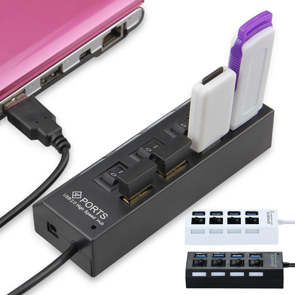 Kinganda Новый usb хаб высокого качества 4 порта светодиодный USB 3 0 высокоскоростной