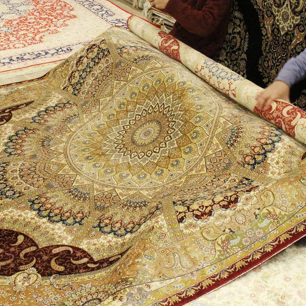 Yilong 6 'x9. 3' медальон Handknotted Шелковый персидский ковер домашний интерьер