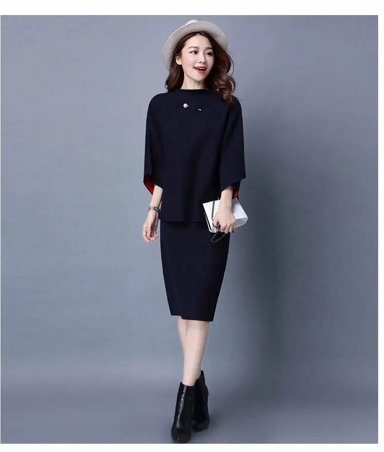 Navy Blue LUO SHA комплект из двух предметов Женский костюм женский пуловер спортивный костюм женский кашемировый костюм женская одежда комплект спортивный костюм - Цвет: Navy Blue