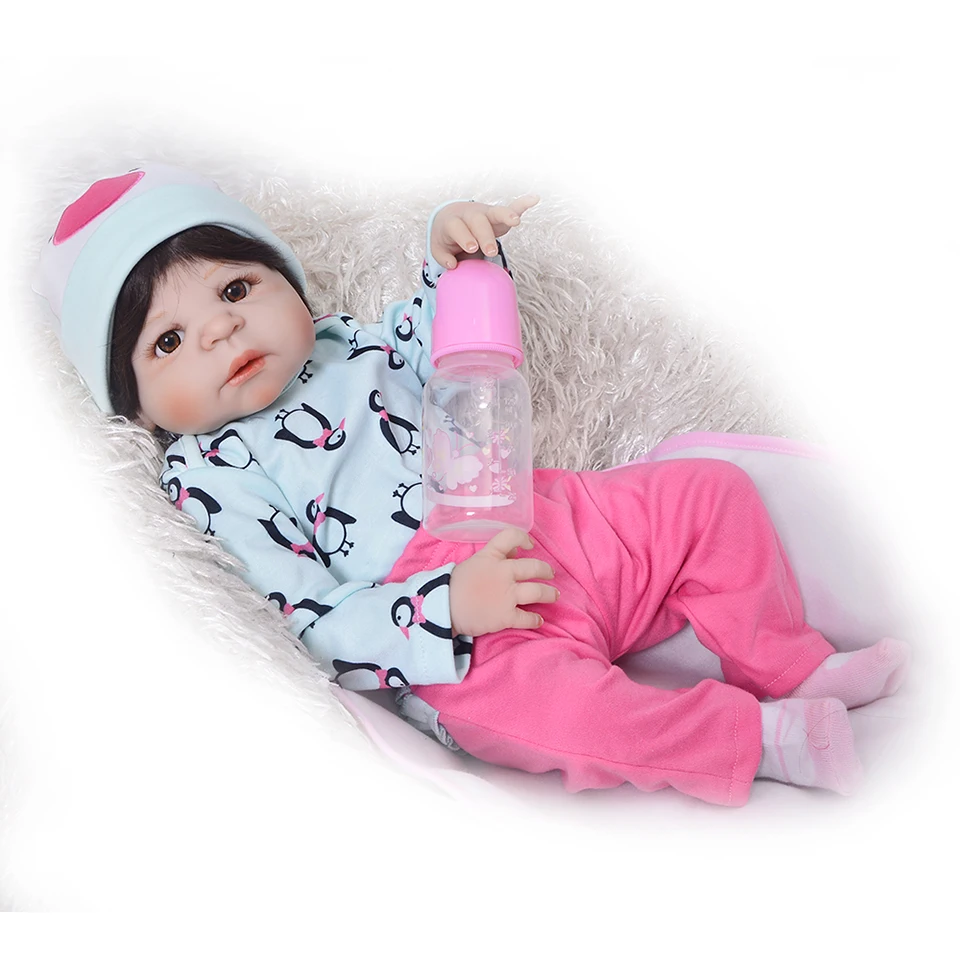 23&quot 55cm Full silicone Reborn baby Play House dolls toys for 2 year old bebe bath kids birthday gifts doll Bonecas | Игрушки и хобби
