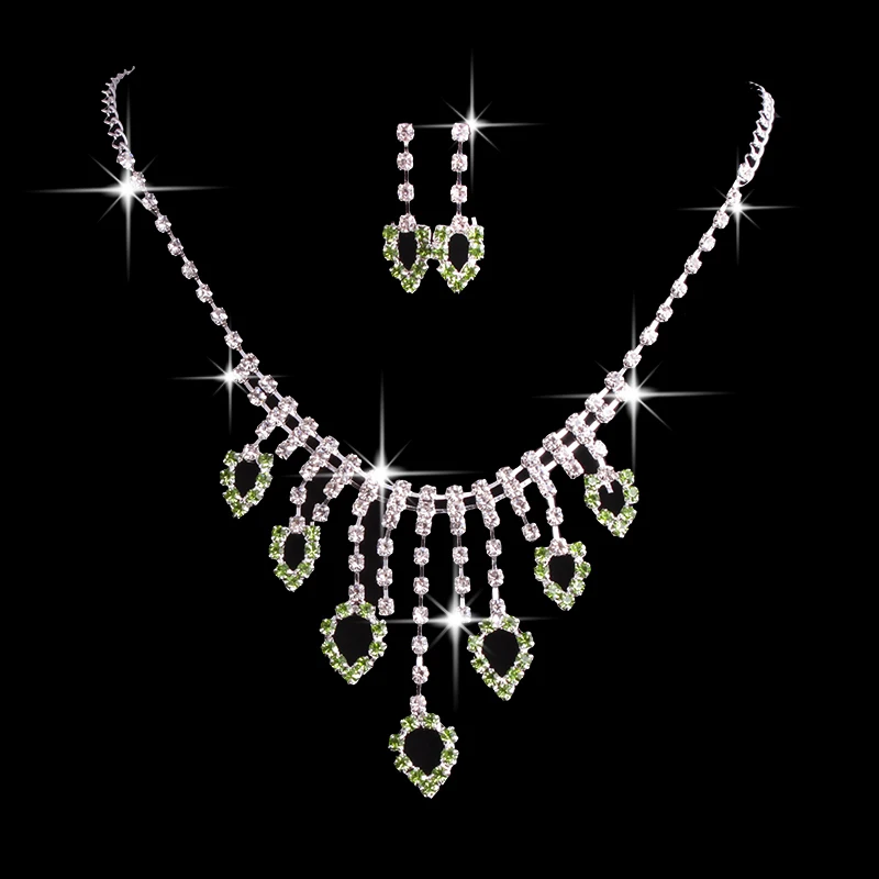 Романтический подарок посеребренный ювелирный набор с кристаллами модный