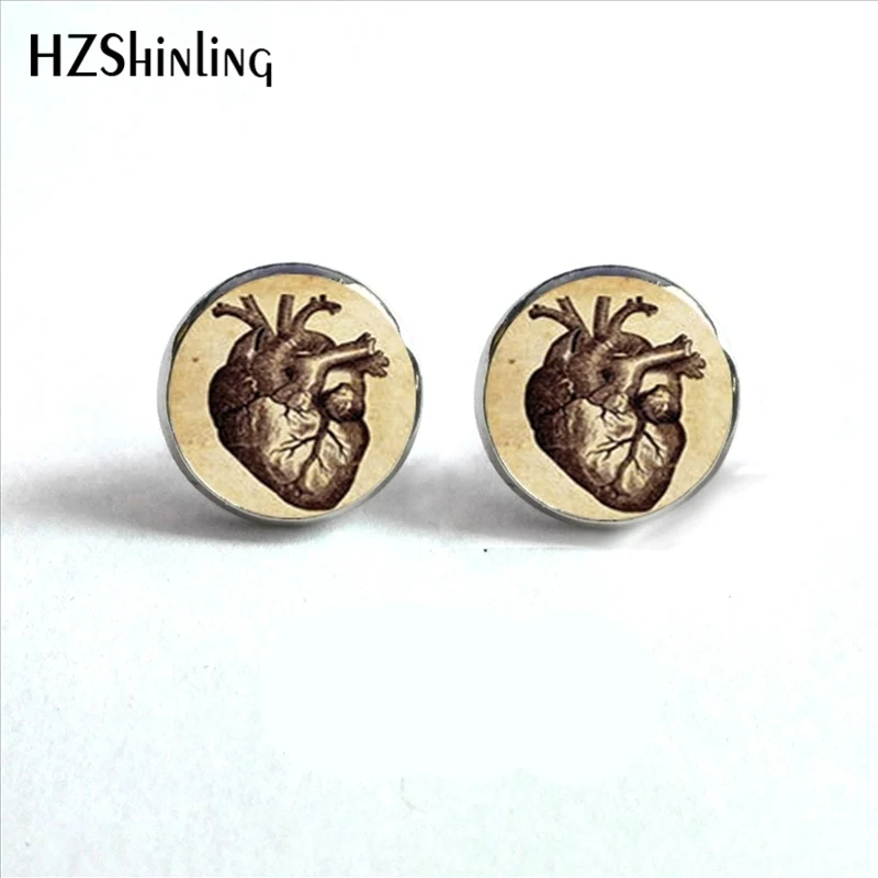 Новинка анатомические серьги в форме сердца стиле стимпанк HZ4|hypoallergenic stud earrings|stud