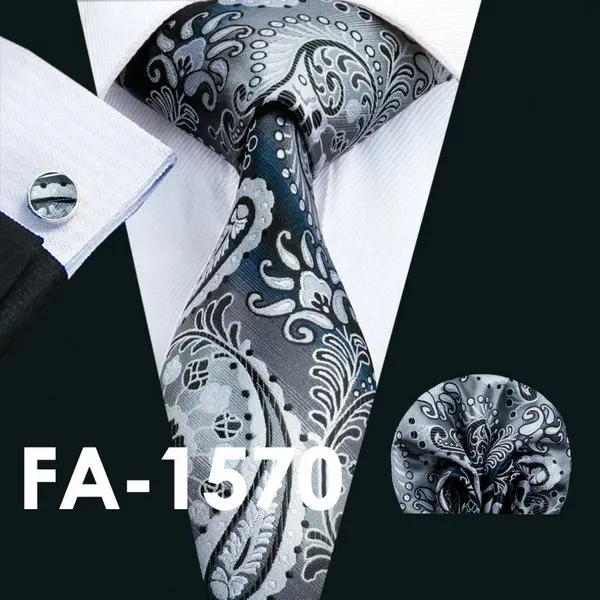 FA1570 Barry. Wang бренд мужской галстук 16 видов стилей Пейсли шёлк-жаккард тканый галстук Handky запонки набор для мужчин Бизнес Свадебная вечеринка - Цвет: FA1570