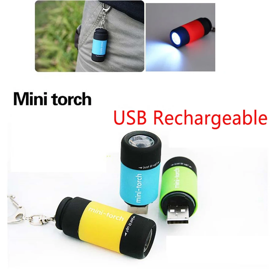5 шт./лот портативный мини фонарик брелок USB Перезаряжаемый Карманный лампа